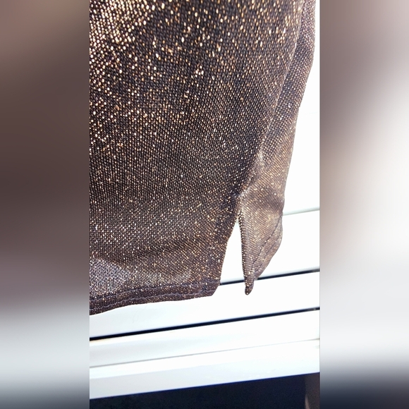 Nicole Miller Sparkle Bronze Pajamas Set Lounge Black Shorts size M - Picture 5 of 7